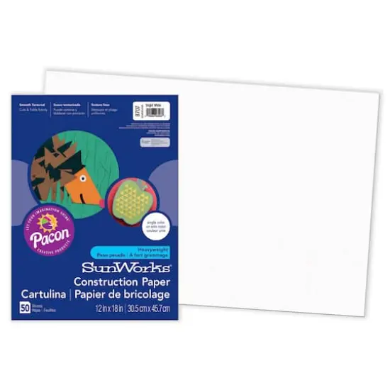 SunWorks&reg; Bright White Construction Paper, 12" x 18", 5ct. {1}