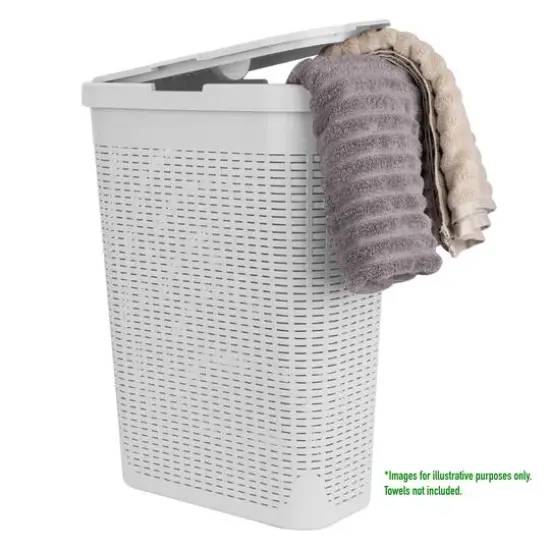 Mind Reader 23.5'' Slim Laundry Hamper with Cutout Handles White {8}