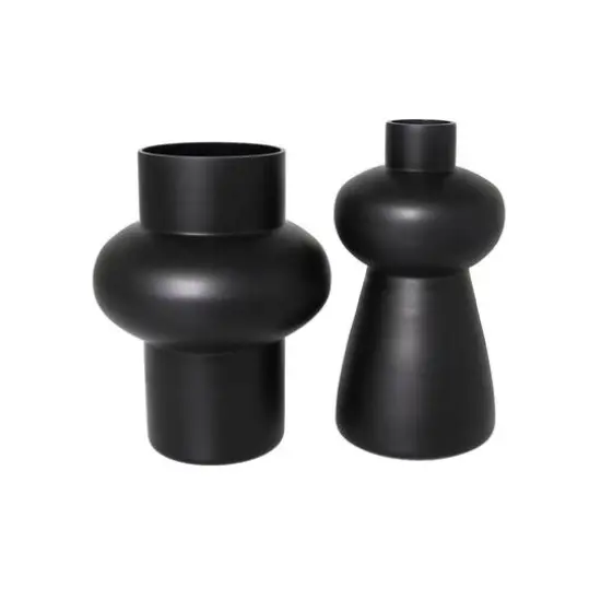 Black Glass Geometric Vase Set {8}