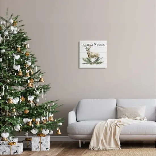 Stupell Industries Holiday Wishes Seasonal Deer Canvas Wall Art {3}