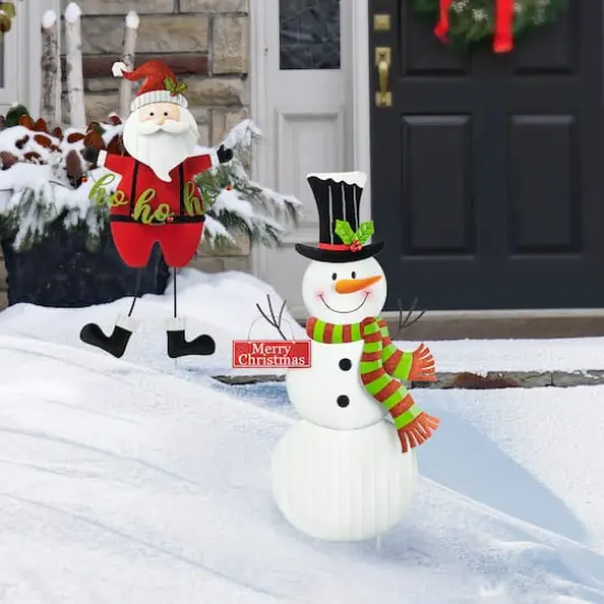 Glitzhome&reg; 40" Metal Snowman Yard Stake {6}