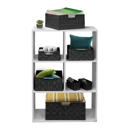 Sorbus 7-Piece Stackable Tote Basket Set with Handles Black {4}