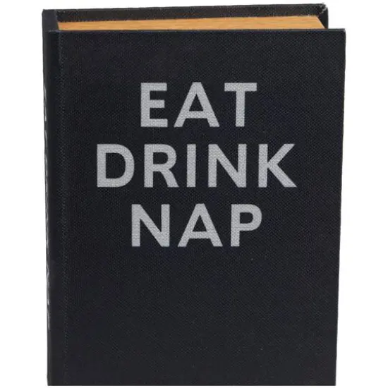 Black Eat Drink Nap Linen Storage Book Box Set {6}