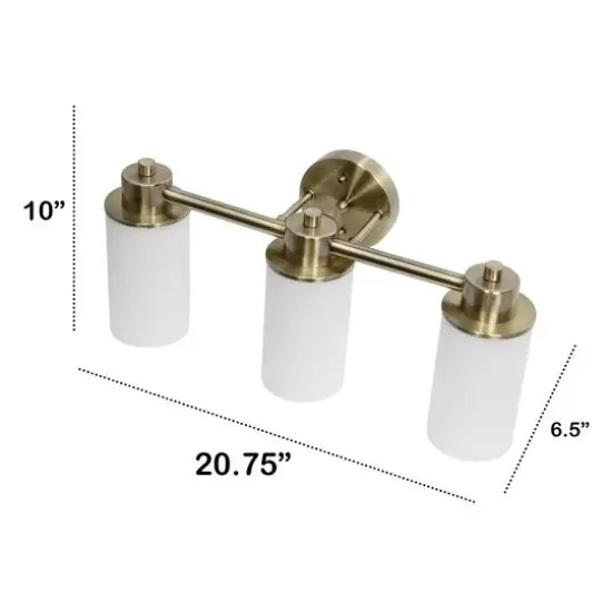 Lalia Home Essentix 3-Light White Shade Vanity Antique Brass {4}