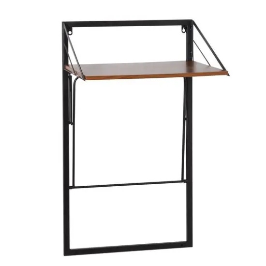 Honey Can Do Black & Walnut Collapsible Wall-Mounted Hamper with Bag and Shelf {11}