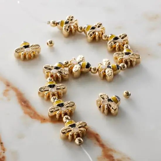 Enamel Metal Bee Beads, 14mm by Bead Landing&trade; {3}