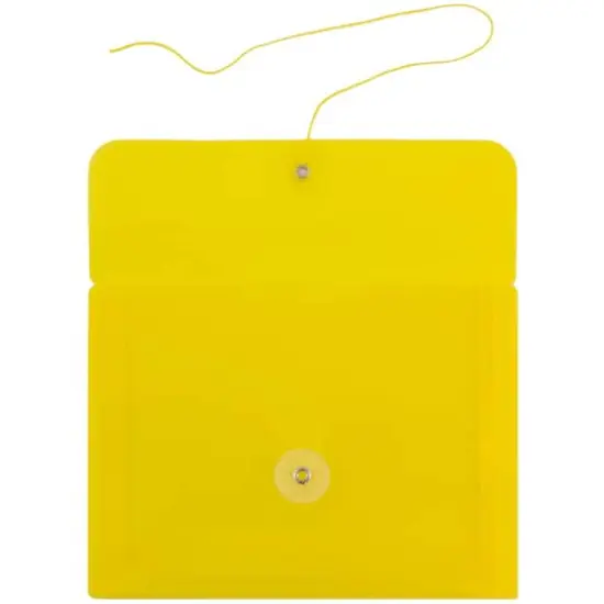 JAM Paper 5.25" x 7.5" Yellow Plastic Button String Booklet Envelopes, 24ct. {3}