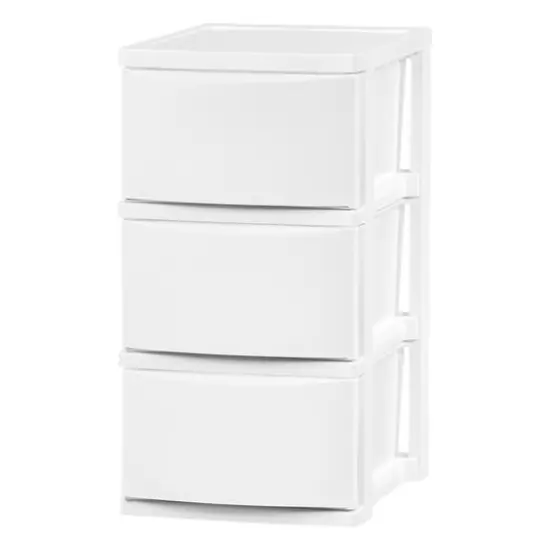 IRIS&reg; 24.5" White 3-Drawer Narrow Plastic Storage Chests, 2ct. {7}