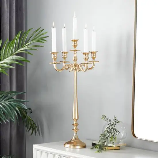 Gold Aluminum Traditional Candelabra, 24" x 13" x 13" {10}