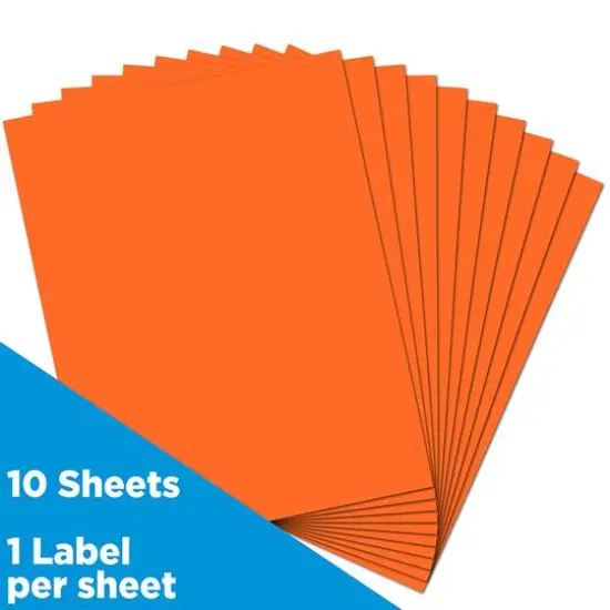 JAM Paper Shipping Labels, 8.5" x 11" Orange {4}