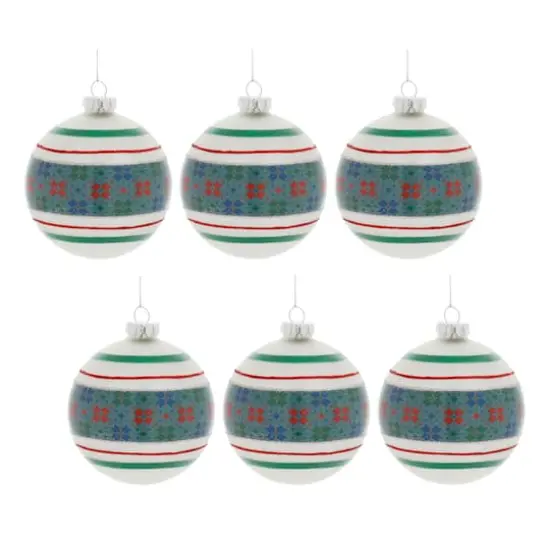 4" Stripe Patterened Glass Ball Ornaments, 6ct. {1}
