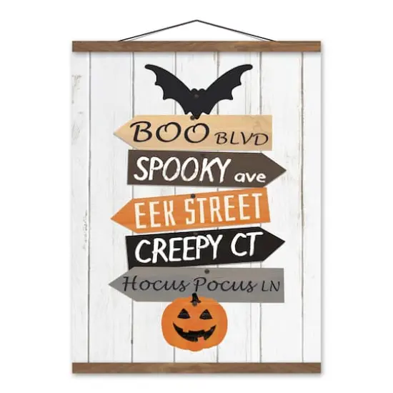Halloween Street Names Teak Hanging Canvas {1}