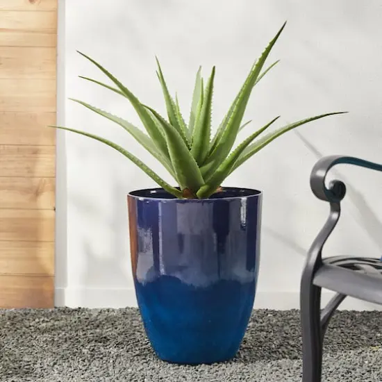 Glitzhome&reg; 17" Eco-Friendly Oversized Faux Ceramic Tall Bowl Planters, 2ct. Cobalt Blue {6}