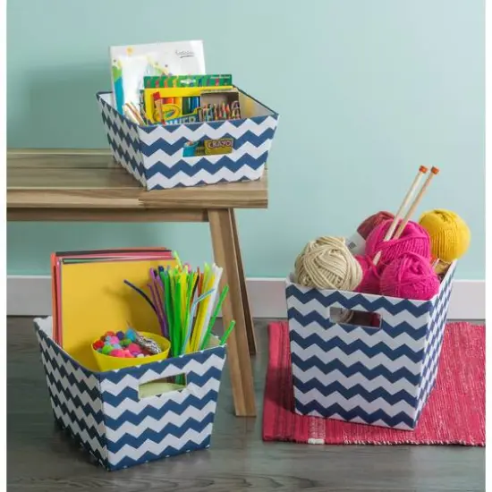 Polyester Chevron Trapezoid Bin Nautical Blue {7}