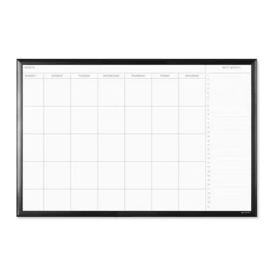 U Brands Black 36" x 24" Aluminum Frame Magnetic Dry Erase Monthly Calendar Board {1}