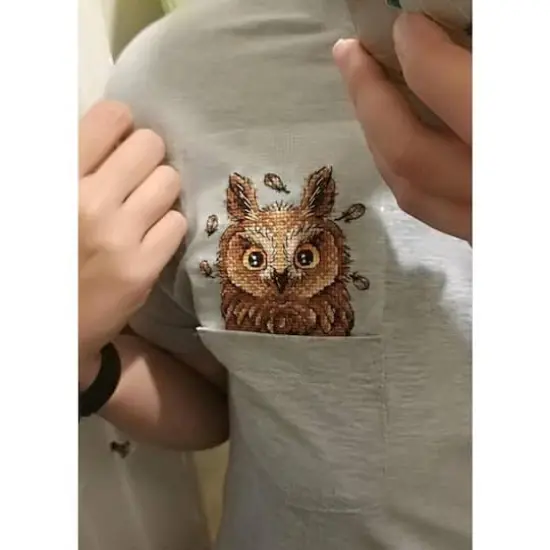 MP Studia Curious Owl Cross Stitch on Clothes Kit {4}