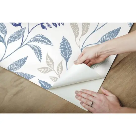 RoomMates Cottage Vine Peel & Stick Wallpaper White and Blue {10}