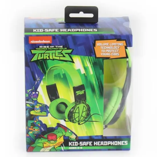 Rise of the Teenage Mutant Ninja Turtles Green Kid-Safe Headphones {3}