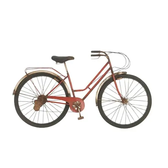 Red Rustic Metal Bicycle Wall Accent {1}
