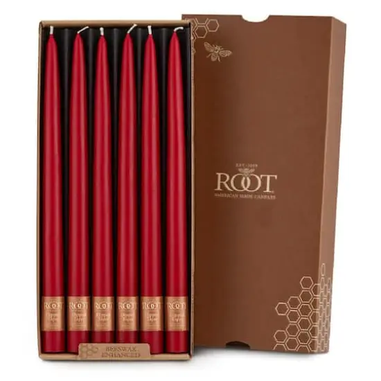 Root Candles 12" Unscented Taper Candles, 12ct. Red {1}