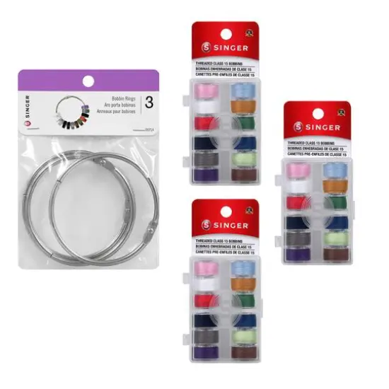 SINGER&reg; Class 15 Sewing Bobbin & Storage Rings Set {3}