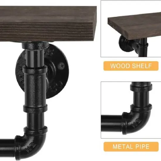 Black Vintage Industrial Pipe Wall-Mounted Paper Towel Holder {4}