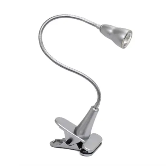 Simple Designs LED Gooseneck Clip Light Desk Lamp Silver {1}