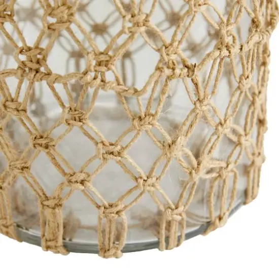 Brown Glass Coastal Lantern, 12" x 7" x 8" {6}