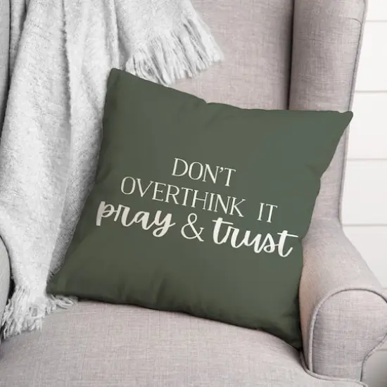 18" Pray & Trust Indoor/Outdoor Pillow Sage {3}