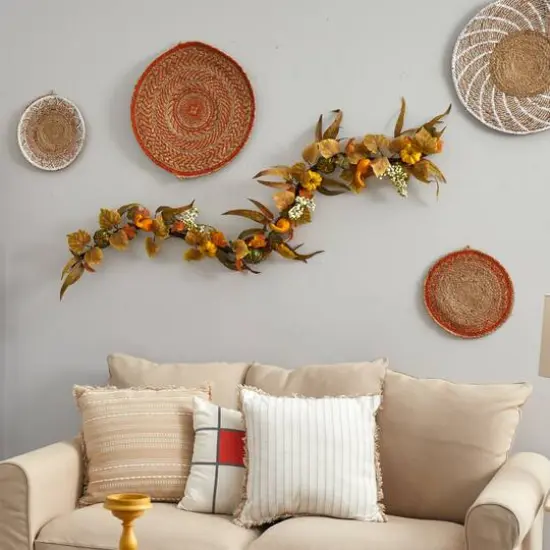 6ft. Fall Pumpkin, Gourds & White Berries Autumn Garland {6}