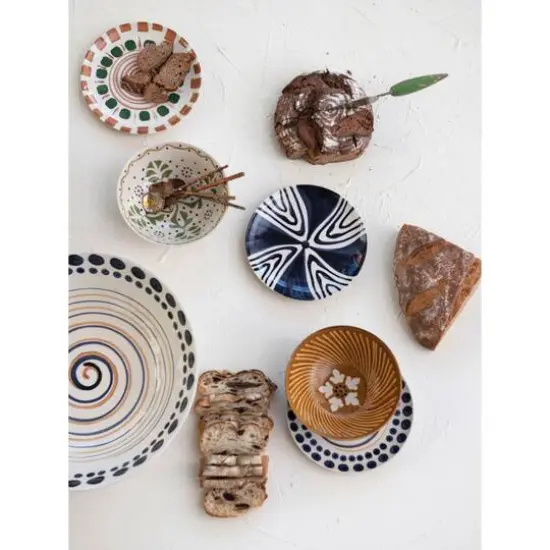 Hello Honey&reg; 8" Geometric Print Stoneware Dinner Plate Set {3}