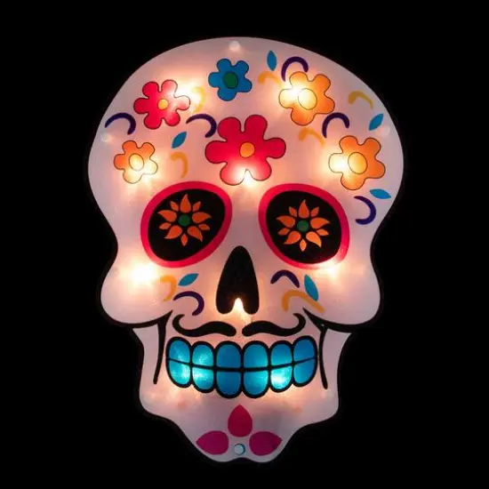 Lighted Day of the Dead Sugar Skull Window Silhouette {4}