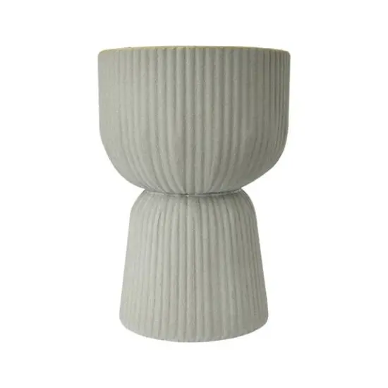 Hello Honey&reg; 13.75" Modern Ribbed Metal Footed Planter {5}