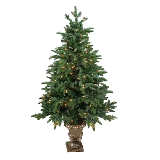 4.5ft. Pre-Lit Sierra Norway Spruce Artificial Christmas Tree in Planter, Clear Lights {1}