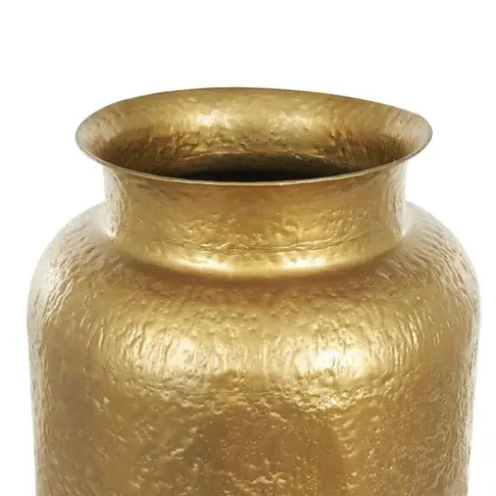 Gold Metal Tall Textured Hammered Floor Vase {8}