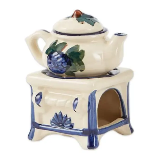 Porcelain Teapot Stovetop Candle Oil Warmer 3.87" x 3.12" x 5.37" {1}