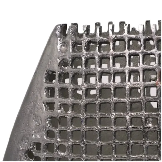 15" Dark Gray Aluminum Grid Inspired Abstract Vase with Open Frame Design {4}