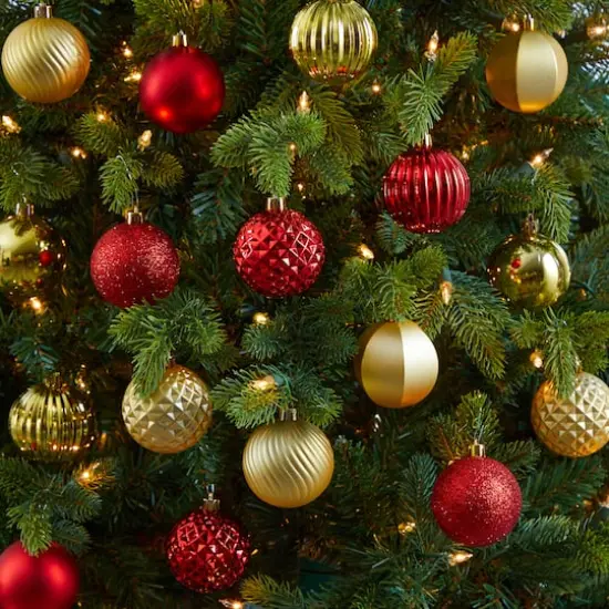 101ct. 2" Red & Gold Shatterproof Ball Ornaments {5}