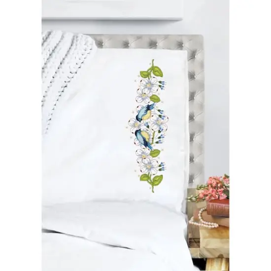 Tobin Blue Birds Stamped For Embroidery Pillowcase Set {1}