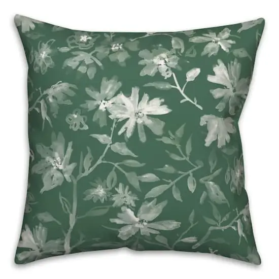Delicate Floral Print Throw Pillow Green {1}