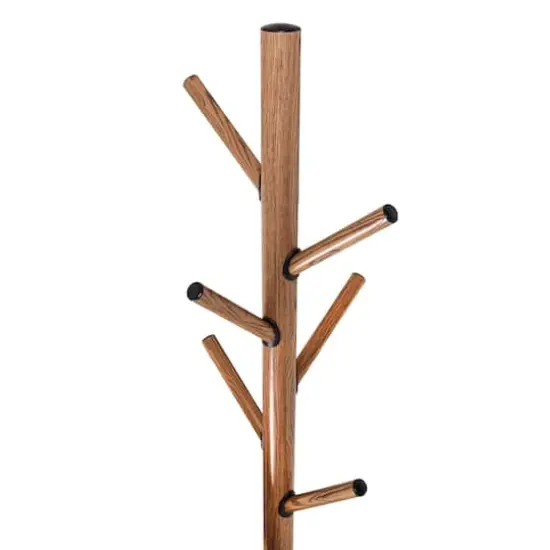 Honey Can Do 70" Brown & Black Freestanding Coat Rack with Tree Design & Accessory Tray {8}
