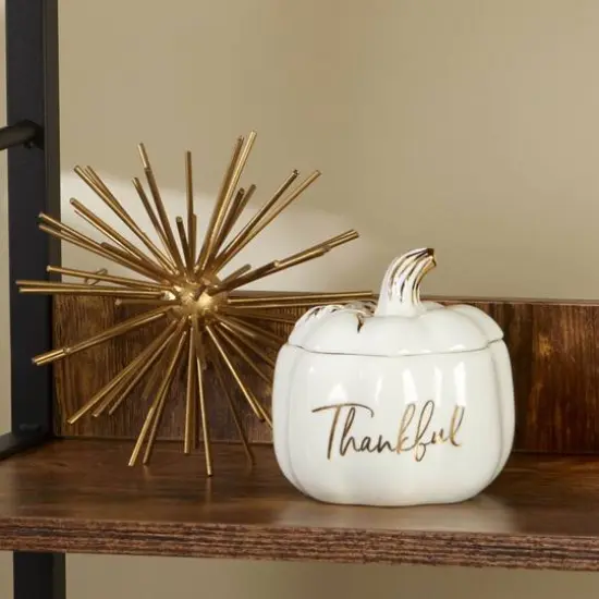 Kate Aspen White Thankful Pumpkin Decorative Bowl {5}