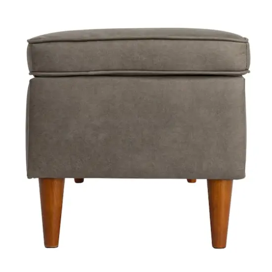 Hello Honey&reg; Atley Ash Gray Vegan Leather Upholstered Storage Bench {5}