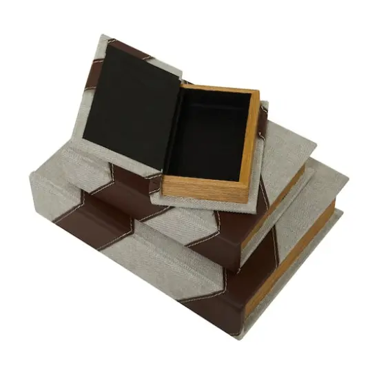 Brown Chevron Faux Leather Faux Book Box Set {4}
