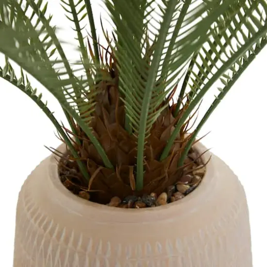 3ft. Green Sago Palm Faux Foliage Artificial Plant with Pink Ceramic Pot {4}