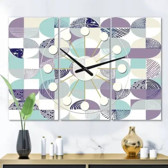 Designart Retro Geometric Design IV Oversized Mid-Century Modern Multipanel Wall Clock {3}