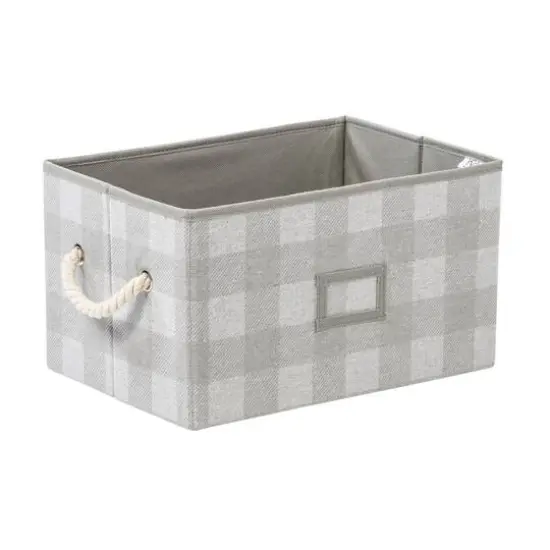 Honey Can Do Gray Plaid Large Collapsible Fabric Storage Bins With Handles Set, 3ct. {16}