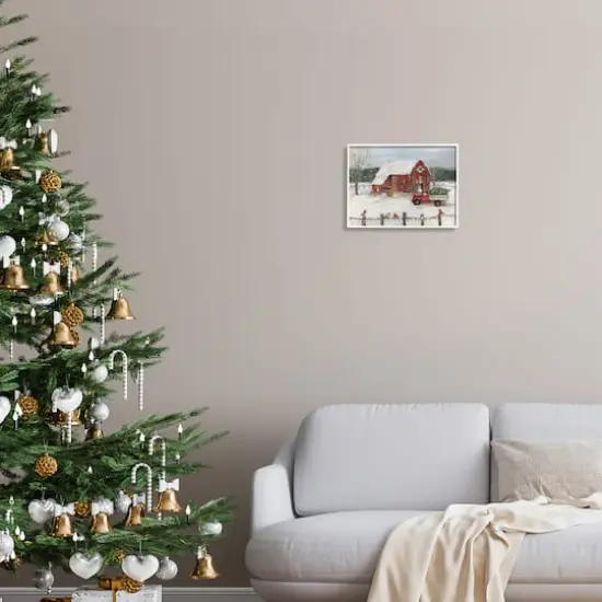 Stupell Industries Snowy Holiday Tree Farm Landscape Framed Giclee Art White {3}