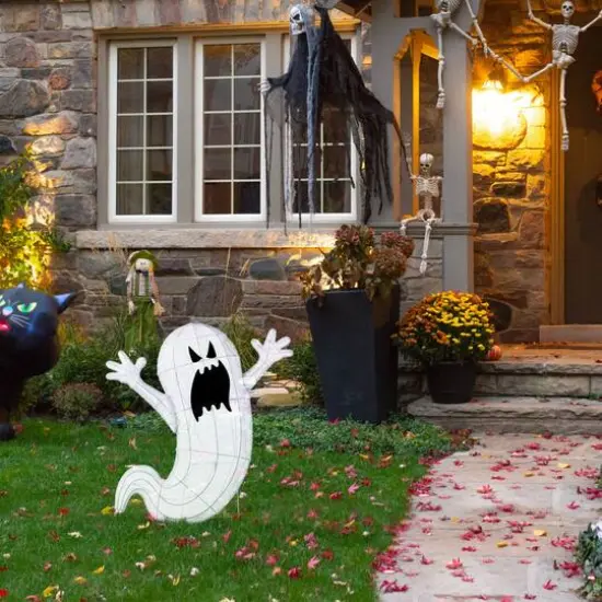 Glitzhome® 35.5"H Lighted Halloween 2.5D Ghosts Outdoor Decor {6}