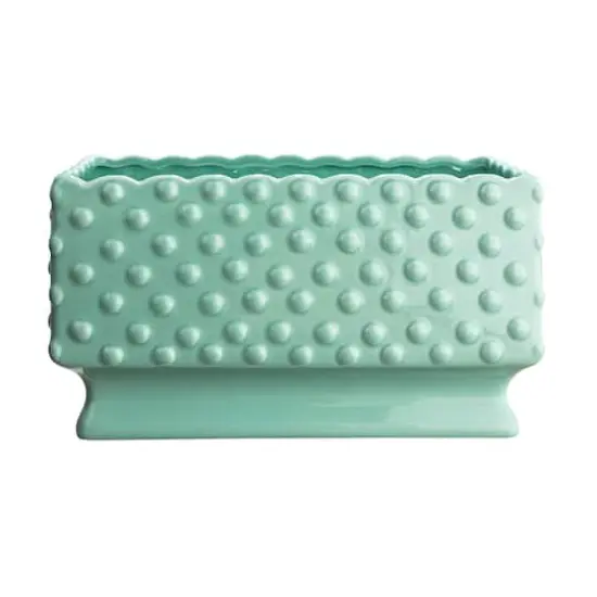 Hello Honey&reg; 11" Mint Ceramic Hobnail Planter with Scalloped Edge {9}